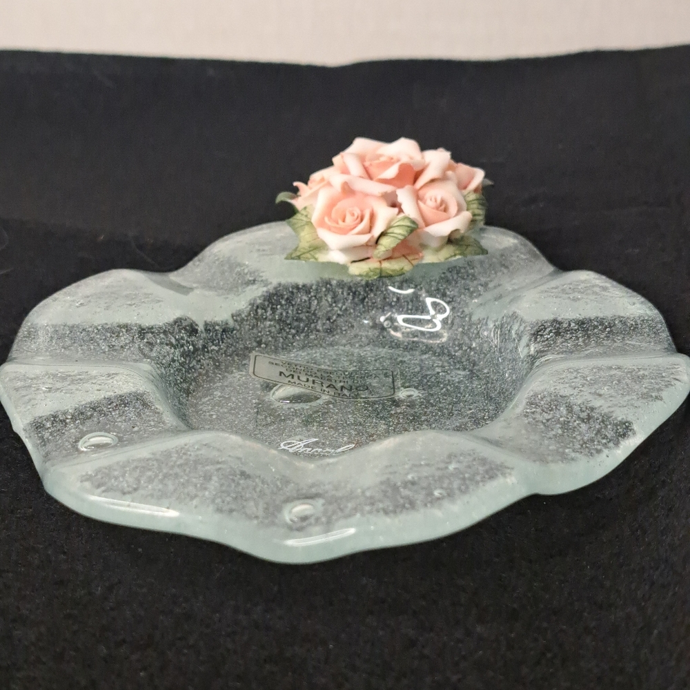Murano trinket dish with lovely boutique of flowers.